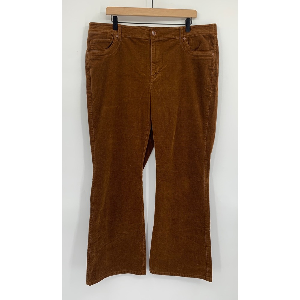 J Jill Corduroy Pants Womens 20 Brown Flare Leg Stretch Casual Classic Fall